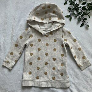Baby Gap 3T Gold Polka Dot Hoodie Toddler Girl Cream Metallic Knit Sweater GUC